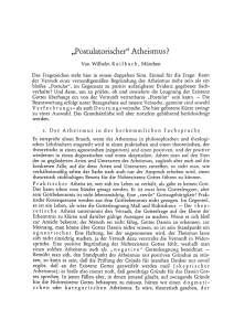 "Postulatorischer" Atheismus? - Münchener Theologische Zeitschrift