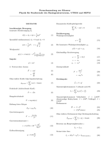 Formelsammlung zur Klausur Physik für Studierende des