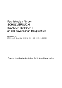 Fachlehrplan für den SCHULVERSUCH ISLAMUNTERRICHT an