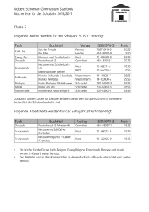 Robert-Schuman-Gymnasium Saarlouis Bücherliste für das