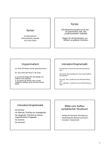 Syntax Syntax Ungrammatisch Intonation/Graphematik Intonation