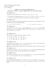 Aufgaben zur Vorlesung Mathematik I/1