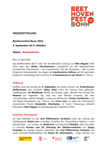 PRESSEMITTEILUNG Beethovenfest Bonn 2016 9. September bis 9