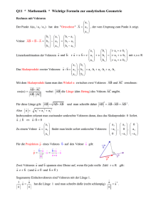Q11 * Mathematik * Wichtige Formeln zur analytischen Geometrie