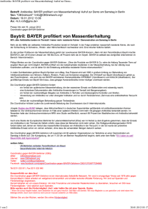 Baytril: BAYER profitiert von Massentierhaltung