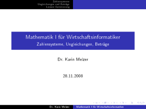 Mathematik I für Wirtschaftsinformatiker