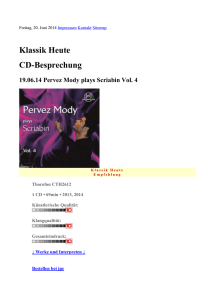 Rezension Klassik-Heute zu Vol. 4 Pervez Mody plays Scriabin