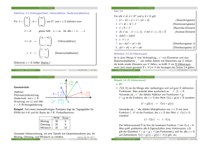 Definition 3.3 (Vektorgleichheit, Vektoraddition, Skalarmultiplikation