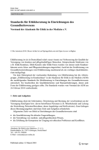 Standards für Ethikberatung in Einrichtungen des