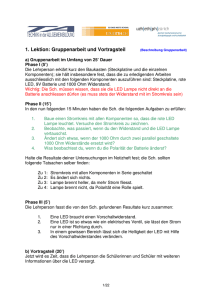 1. Lektion: Gruppenarbeit und Vortragsteil