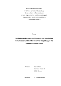 Behinderungskonzepte bei Migranten aus islamischen Kulturkreisen