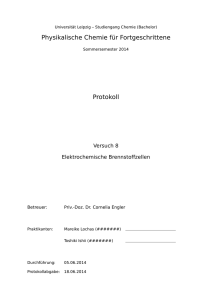 Physikalische Chemie für Fortgeschrittene Protokoll