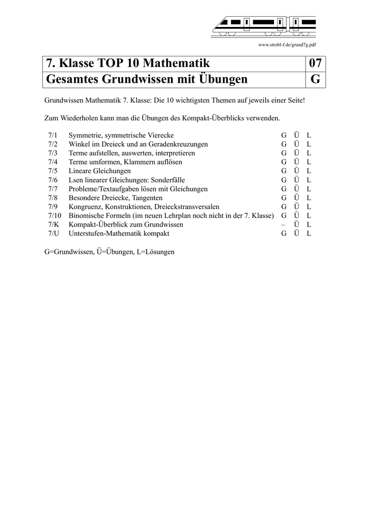 7 Klasse Top 10 Mathematik 07 Gesamtes Grundwissen Mit