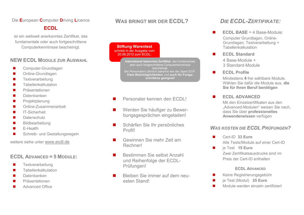 Flyer Ecdl Computerfuhrerschein 16