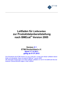 Leitfaden zur Produktdatenbereitstellung Version 2-1 2011