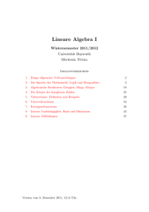 Lineare Algebra I - Universität Bayreuth