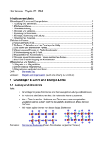 Inhaltsverzeichnis 1 Grundlagen E-Lehre und Energie