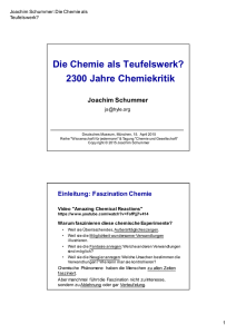 Die Chemie als Teufelswerk?