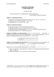 GRUPPENTHEORIE 4. ¨UBUNGSBLATT