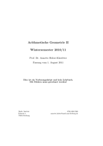 Arithmetische Geometrie II Wintersemester 2010/11