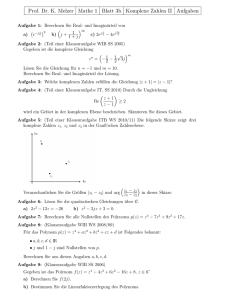 Aufgaben Komplexe Zahlen