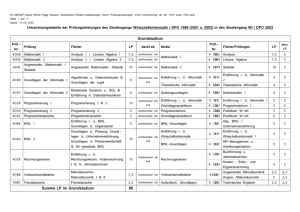 Grundstudium Summe LP im Grundstudium 95