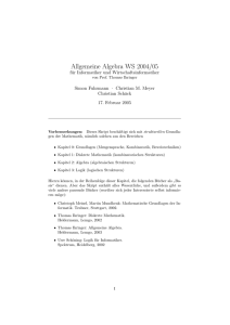 Allgemeine Algebra - von Dr. Christian M. Meyer