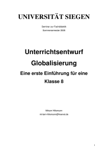 Unterrichtsentwurf Globalisierung Eine erste