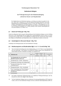 Fachbezogener Besonderer Teil Katholische Religion der