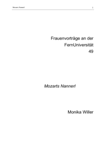Frauenvorträge an der FernUniversität 49 Mozarts Nannerl Monika