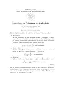 Musterlösung zur Probeklausur zur Kombinatorik