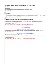 Übung Numerische Mathematik für LA SS08 Angabe Funktion