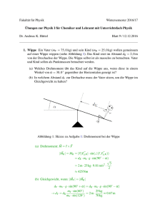 Übungen zur Physik I fuer Chemiker und Lehramt mit