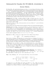 Mathematik für Chemiker III, WS 2008/09, Arbeitsblatt 2. Inverse Matrix.