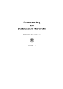 Formelsammlung zum Starterstudium Mathematik