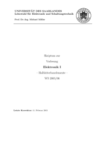 Vorlesung : Skript zur VL Elektronik I WS 06/07 (Stand: 11.02.2015)