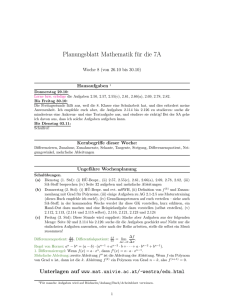 Planungsblatt Mathematik für die 7A