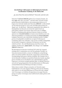 Call for Papers Nietzsche-Kongress 2015