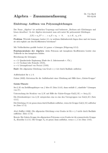 Zusammenfassung der Vorlesung Algebra