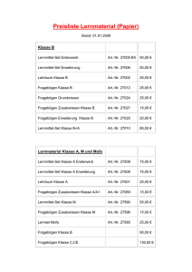 Preisliste Lernmaterial (Papier)
