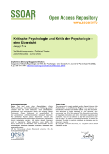 www.ssoar.info Kritische Psychologie und Kritik der Psychologie
