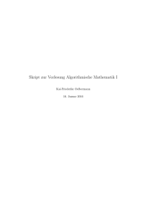 Skript zur Vorlesung Algorithmische Mathematik I