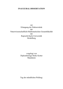 INAUGURAL-DISSERTATION zur Erlangung der Doktorw&uuml;rde der