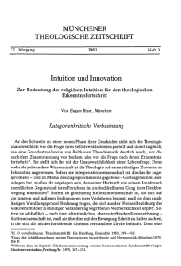 Intuition und Innovation : zur Bedeutung der religiösen Intuition für