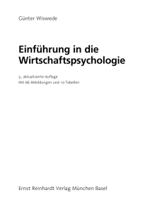 Einf&uuml;hrung in die Wirtschaftspsychologie