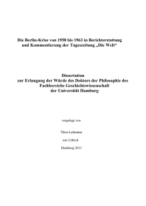 Die Berlin-Krise von 1958 bis 1963 in Berichterstattung und