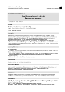 Das Unternehmen im Markt Zusammenfassung