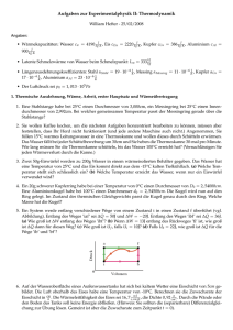 Aufgaben zur Experimentalphysik II: Thermodynamik