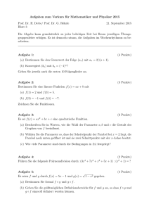 Aufgaben zum Vorkurs für Mathematiker und Physiker 2015 Prof. Dr