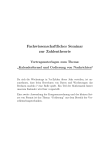 Fachwissenschaftliches Seminar zur Zahlentheorie